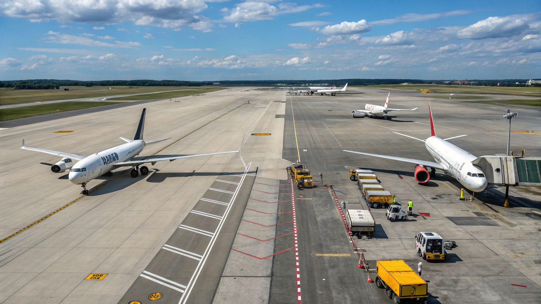 Commercial passenger airliner on airport apron